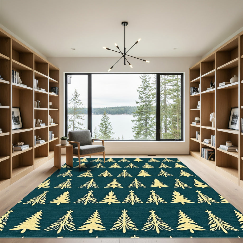 Golden Khaki Pine Tree Repeat Rug