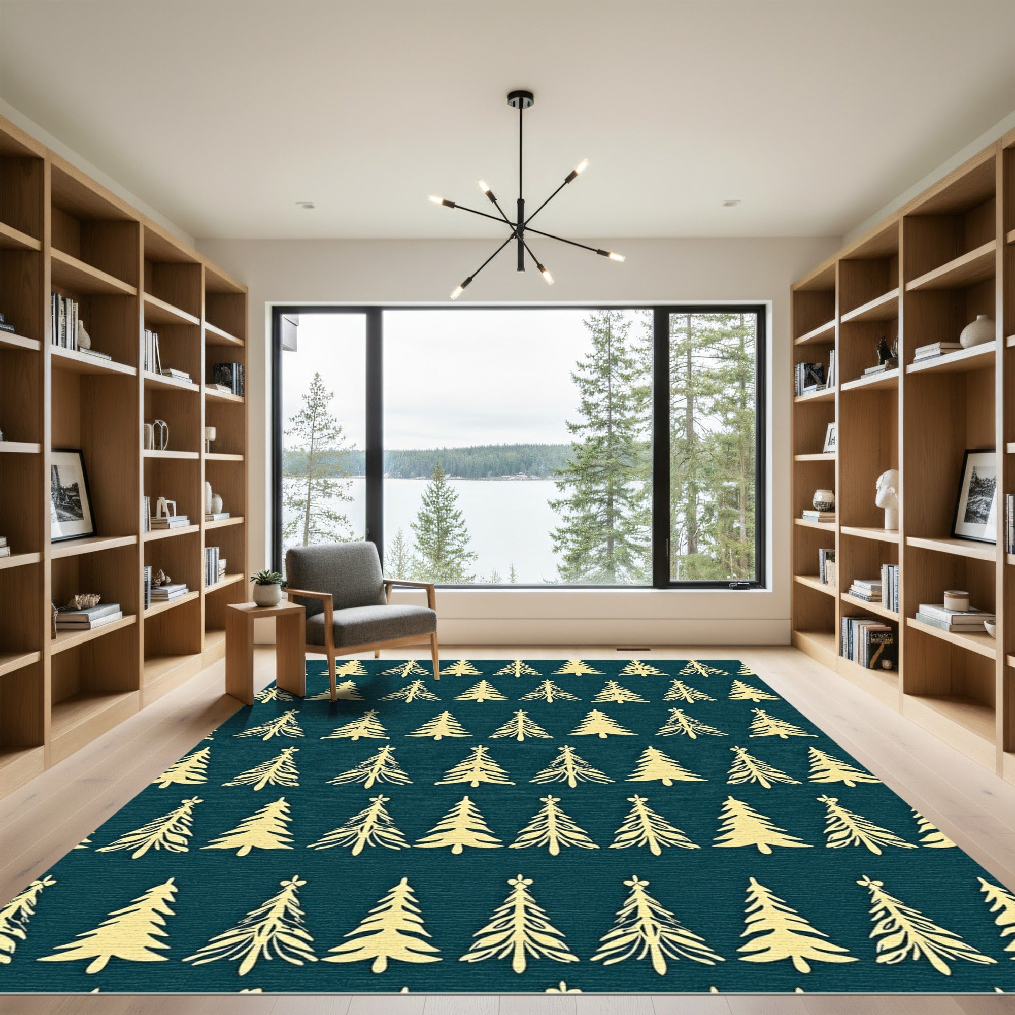 Golden Khaki Pine Tree Repeat Rug
