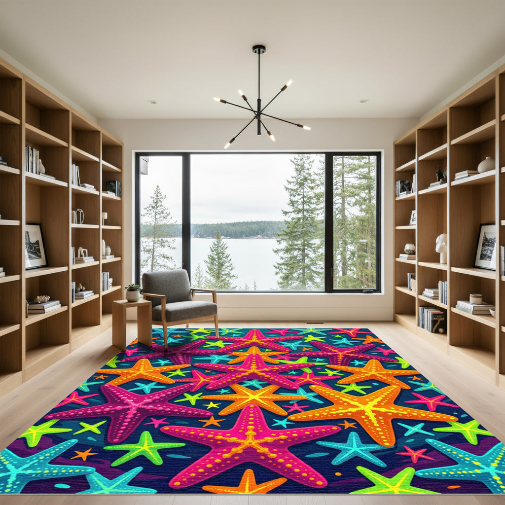 Vibrant Sea Star Ocean Life Rug