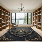 Baroque Shell Medallion Gold Silver Accent Rug