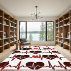 Bold Crimson Heartbeat EKG Rhythm Rug