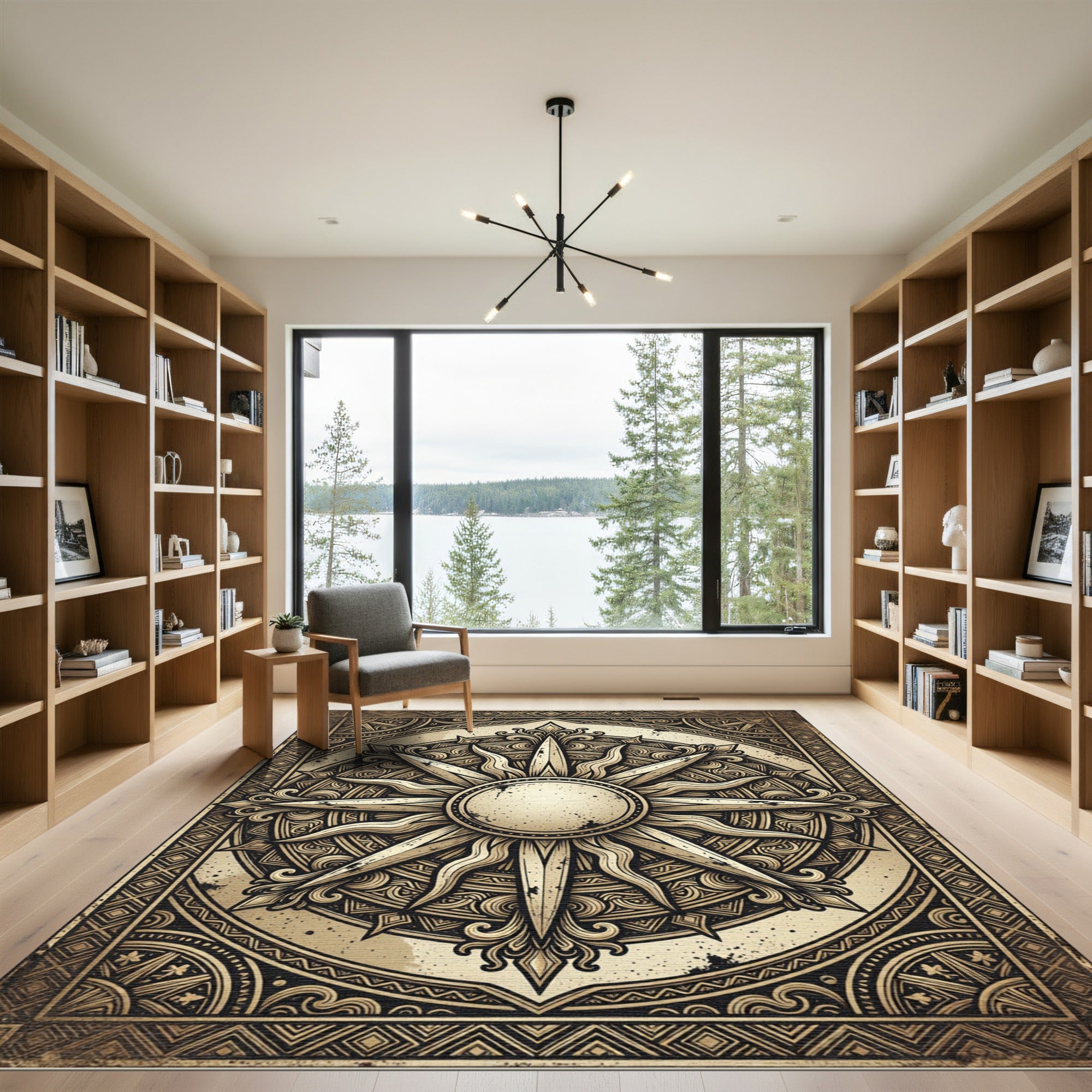 Antique Sunburst Mandala Rug