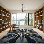 Metallic Industrial Starburst Steel Geometric Rug