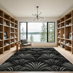 Art Deco Gray Fanburst Pattern Rug