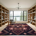Geometric Crimson Earth Diamond Pattern Rug