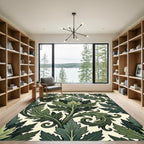 Botanical Forest Green Acanthus Leaf Damask Rug