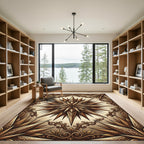 Ornate Golden Starburst Filigree Accents Rug