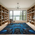 Glowing Cybernetic Fusion Tech Circuit Rug