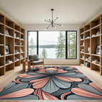 Coral Gray Petal Arrangement Rug