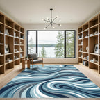 Abstract Flowing Ocean Swirl Blue Rug