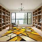 Golden Shattered Geometric Abstract Blocks Rug