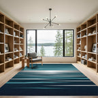 Minimalist Teal Silver Abstract Horizon Rug