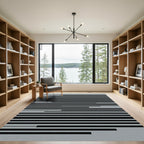 Minimalist Gray and Black Linear Rug