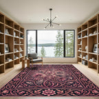 Pink Floral Vines Elegant Composition Rug