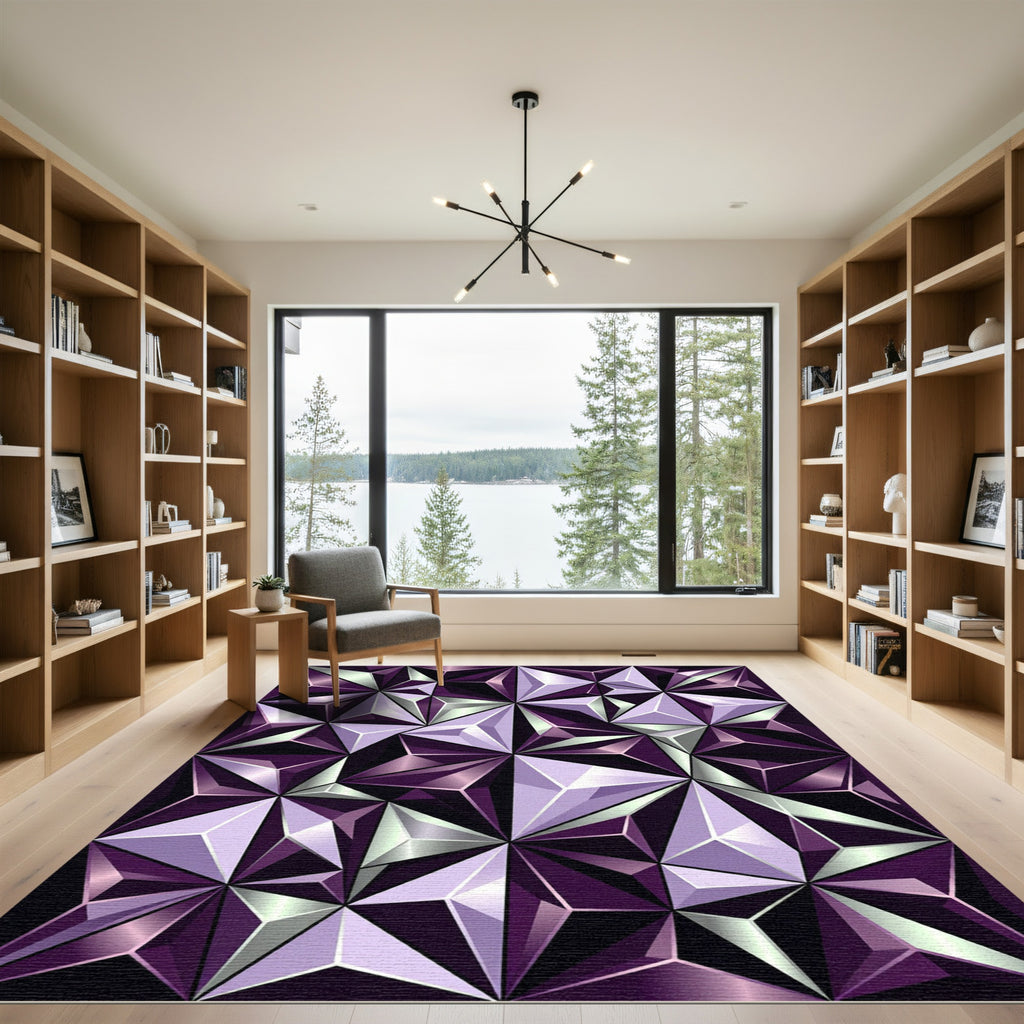 Geometric Amethyst Crystal Facet Rug