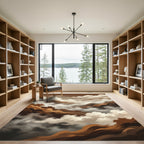 Abstract Sepia Mountain Mist Landscape Rug