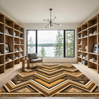 Earthy Brown Geometric Chevron Zigzag Rug