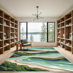 Coastal Greenery Azure Waves Rug