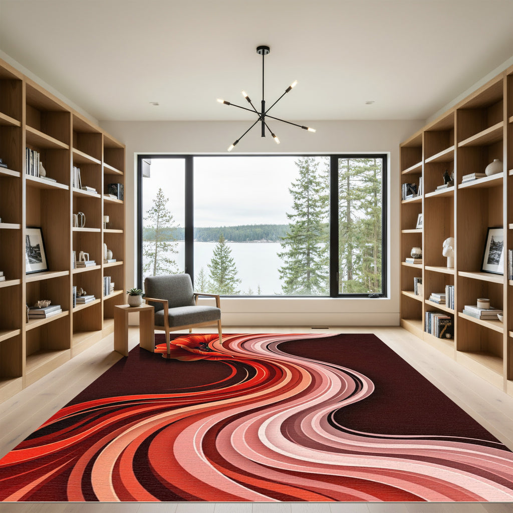 Crimson Poppy Wave Flow Rug