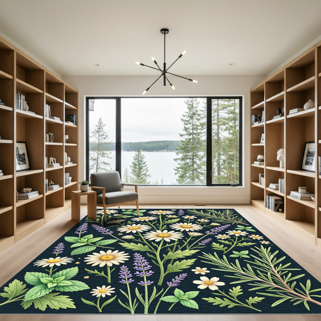 Botanical Chamomile and Lavender Meadow Rug