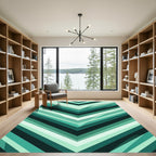 Modern Emerald Green Geometric Chevron Rug