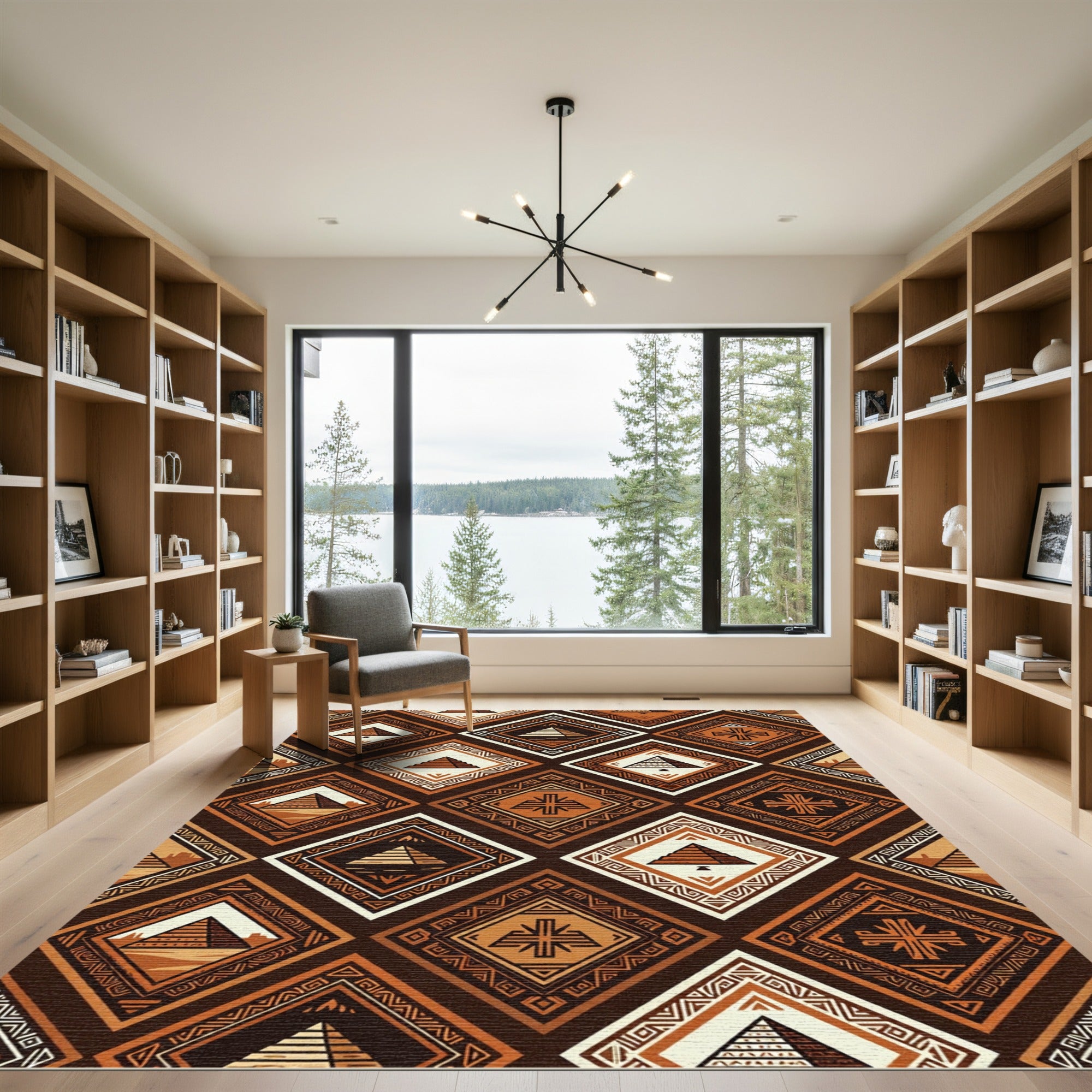 Earthy Tone Pyramid Diamond Layout Rug