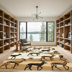Minimalist Gazelle Herd Desert Earth Tones Rug