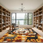 Autumn Forest Deer and Maple Foliage Rug