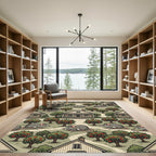 Whimsical Sage Mouse and Orchard Rug