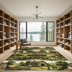 Whimsical Farmhouse Apples Cows Fields Rug