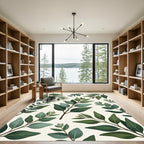 Green Eucalyptus Leaf Botanical Sprigs Rug