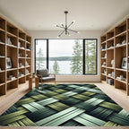 Textured Forest Green Woven Weave Rug