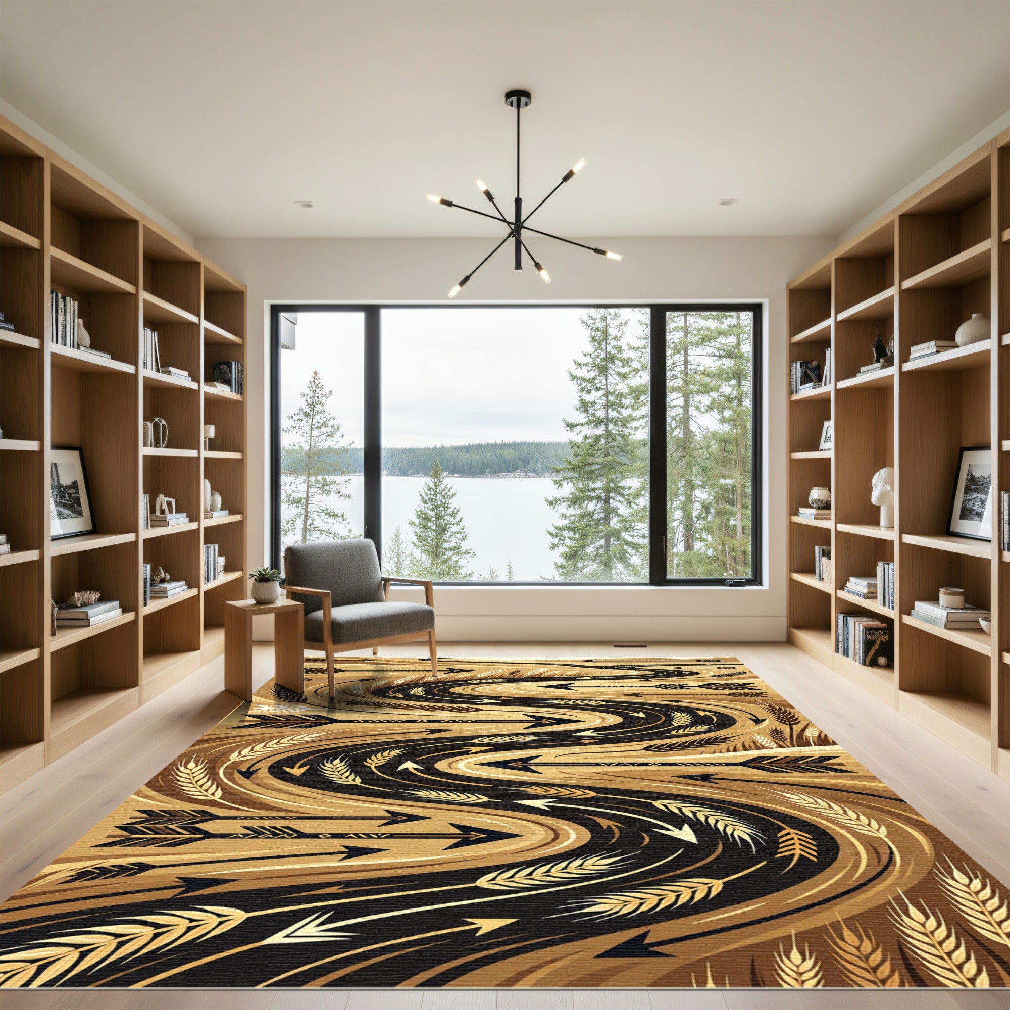 Golden Wheat Arrow River Journey Rug