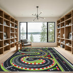 Dynamic Race Track Circuit Illustration Rug