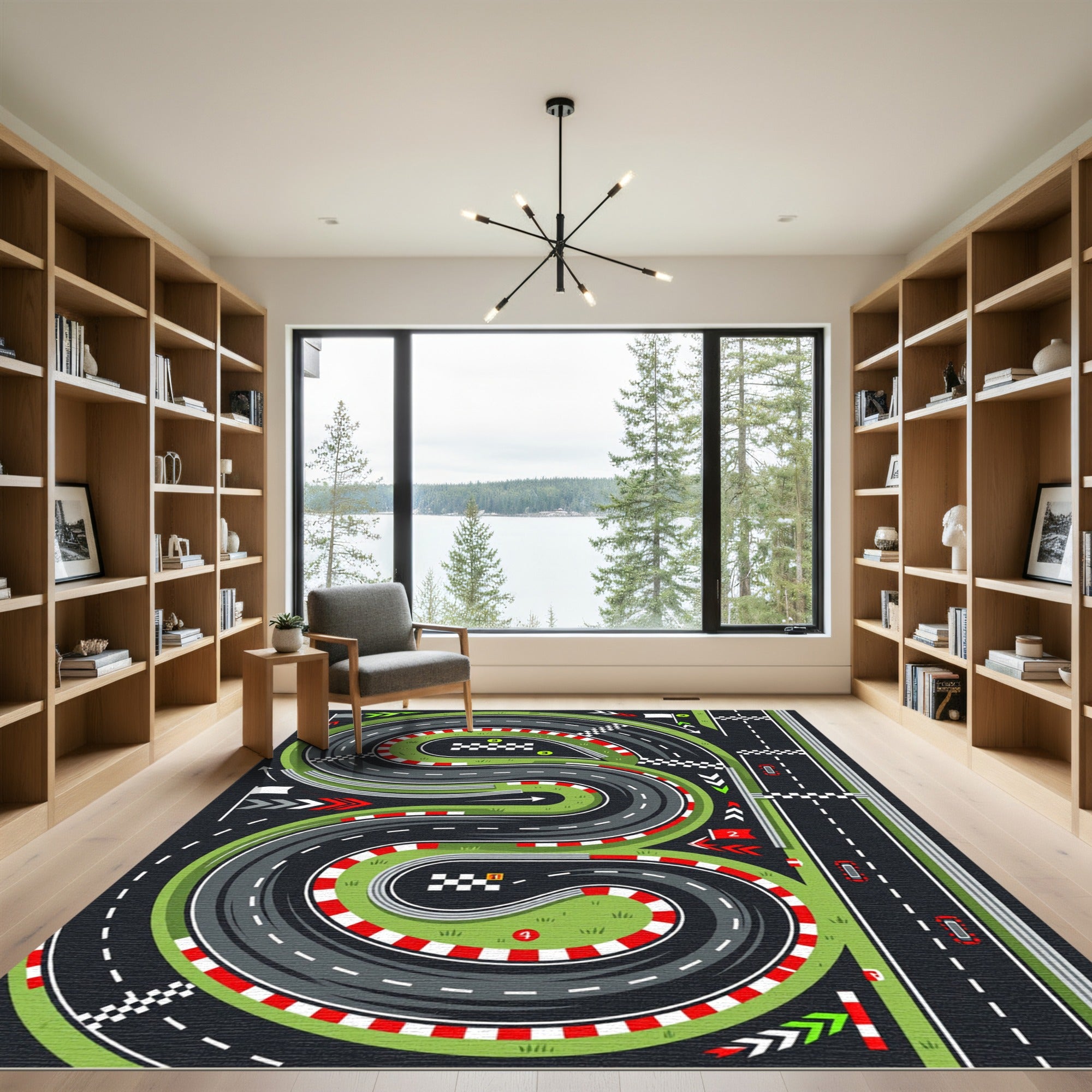 Dynamic Race Track Circuit Illustration Rug