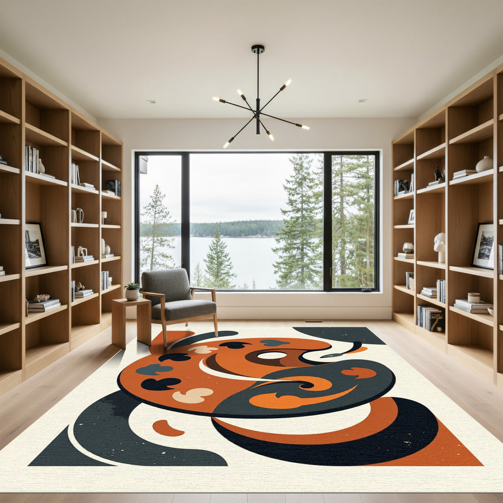 Abstract Burnt Orange Artistic Palette Rug