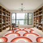 Retro Terracotta Rainbow Arch Boho Rug