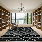 Black White Geometric Overlap Rectangles Rug