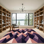 Geometric Mauve and Midnight Mountain Peaks Rug