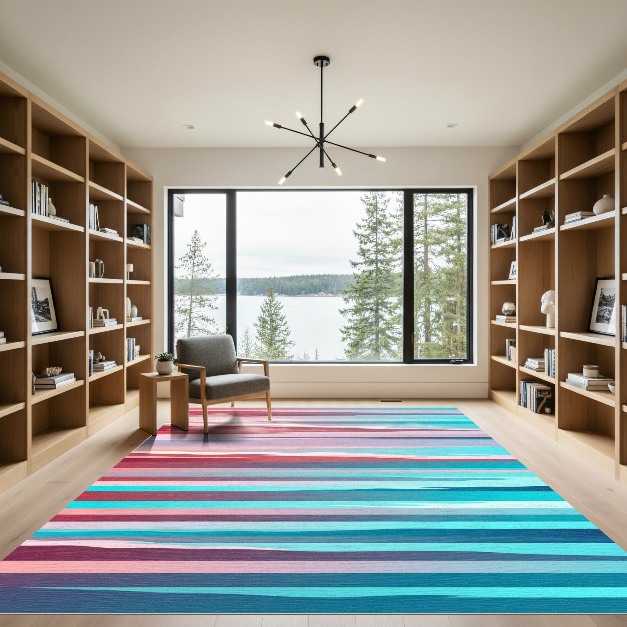 Vibrant Sunset Horizon Abstract Stripe Rug