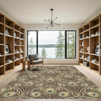 Brown Peacock Feather Fan Repeat Rug
