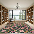 Pink Violet Cosmos Meadow Rug