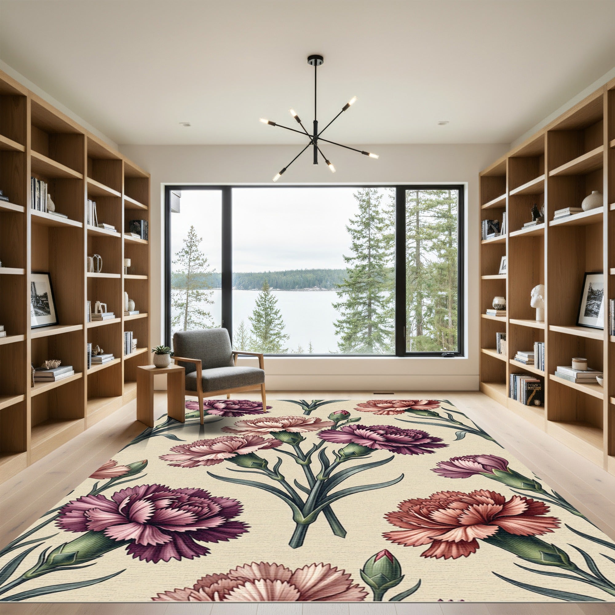 Elegant Vintage Carnation Floral Bouquet Rug