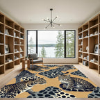 Elegant Leopard Spotted Animal Gold Rug