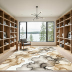Earthy Marbled Swirl Abstract Shape Rug