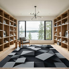 Monochrome Gray Minimalist Geometric Architectural Rug