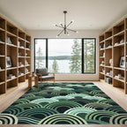 Deep Forest Green Scale Overlap Rug