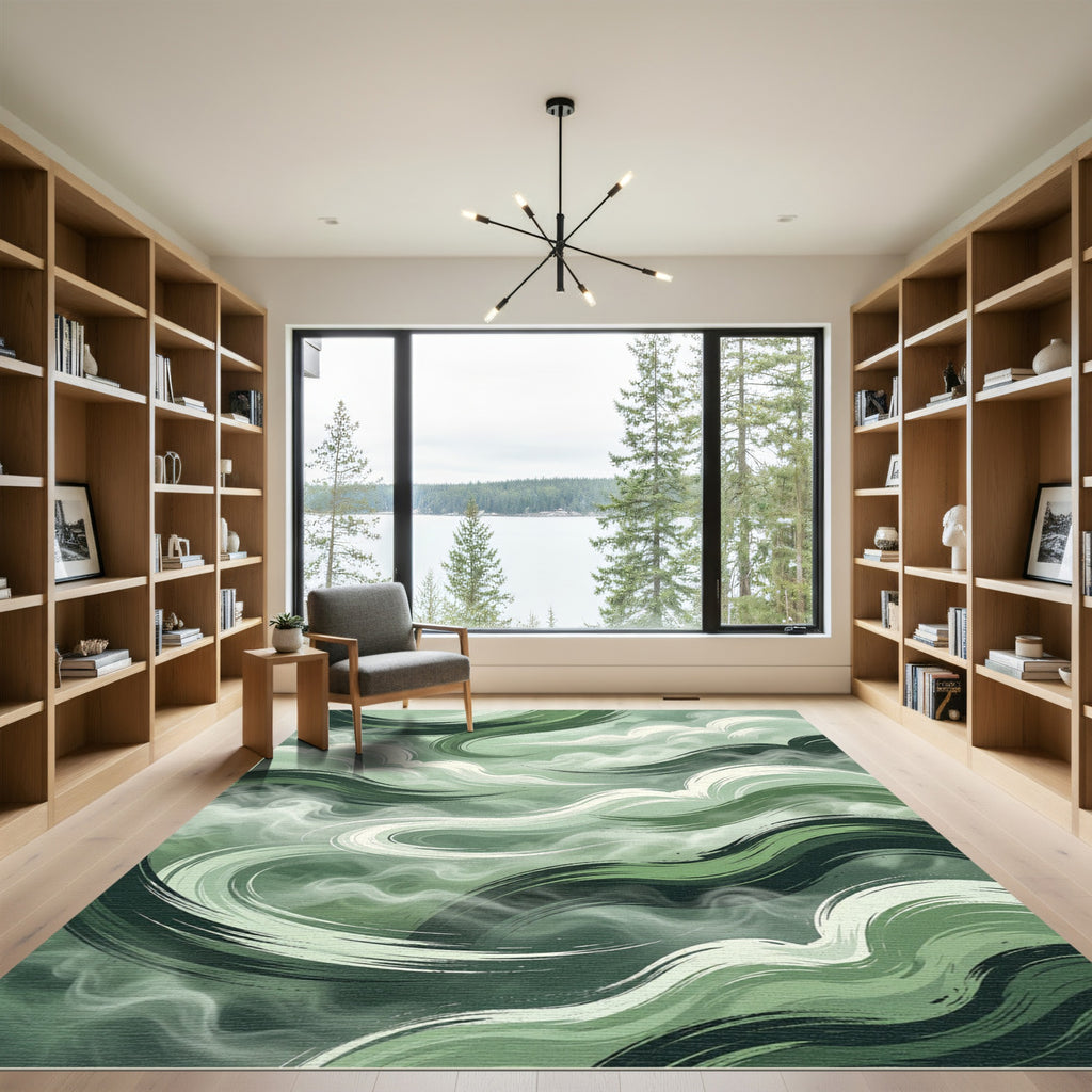 Serene Sage Abstract Swirl Rug