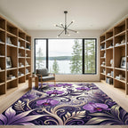 Orchid Floral Scrollwork Purple Lavender Rug