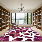 Ethereal Deep Plum Orchid Blossom Rug